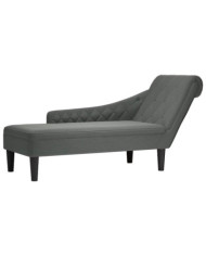Fauteuil long avec coussin et accoudoir droit gris foncé tissu | Mobilier & Déco