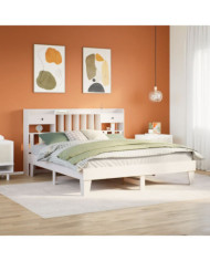 Cadre de lit sans matelas blanc 180x200 cm bois massif de pin | Mobilier & Déco