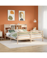 Lit bibliothèque sans matelas 180x200 cm bois massif de pin | Mobilier & Déco