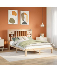 Lit bibliothèque sans matelas 150x200 cm bois massif de pin | Mobilier & Déco