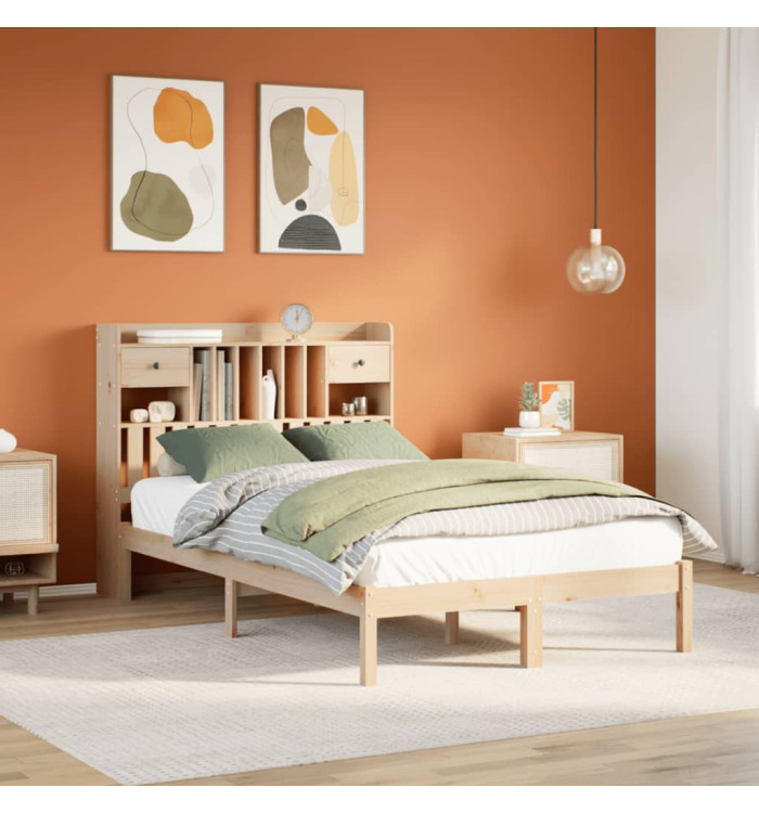 Lit bibliothèque sans matelas 120x190 cm bois de pin massif | Mobilier & Déco