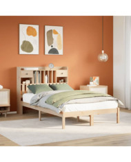 Lit bibliothèque sans matelas 120x190 cm bois de pin massif | Mobilier & Déco