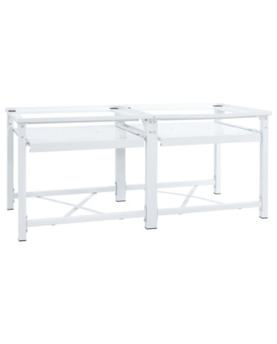 Double socle pour machine à laver étagères coulissantes blanc | Mobilier & Déco