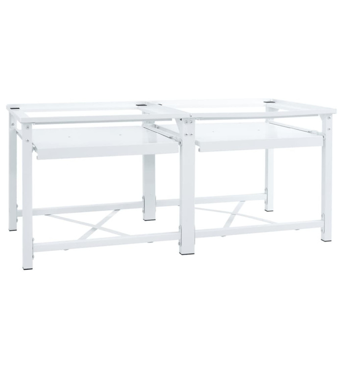 Double socle pour machine à laver étagères coulissantes blanc | Mobilier & Déco