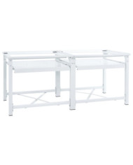 Double socle pour machine à laver étagères coulissantes blanc | Mobilier & Déco