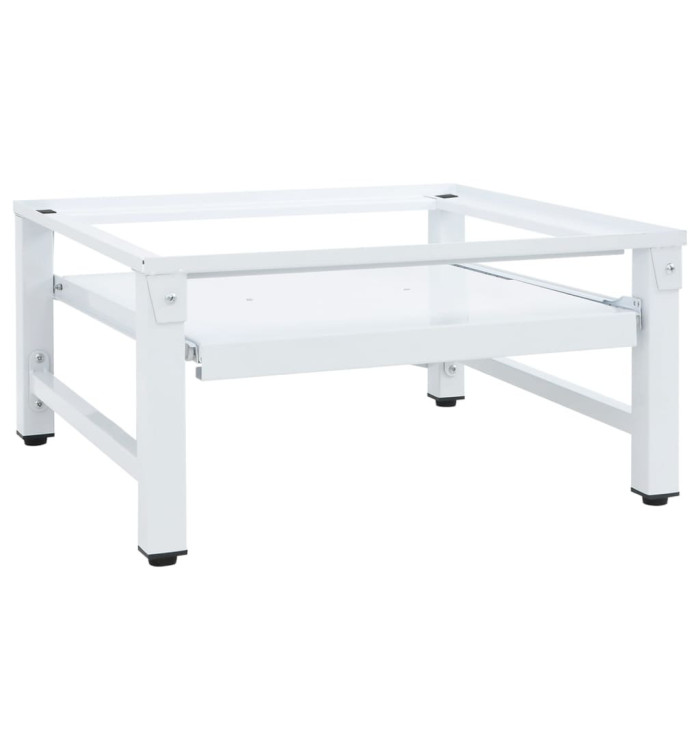Socle pour machine à laver avec étagère coulissante Blanc | Mobilier & Déco