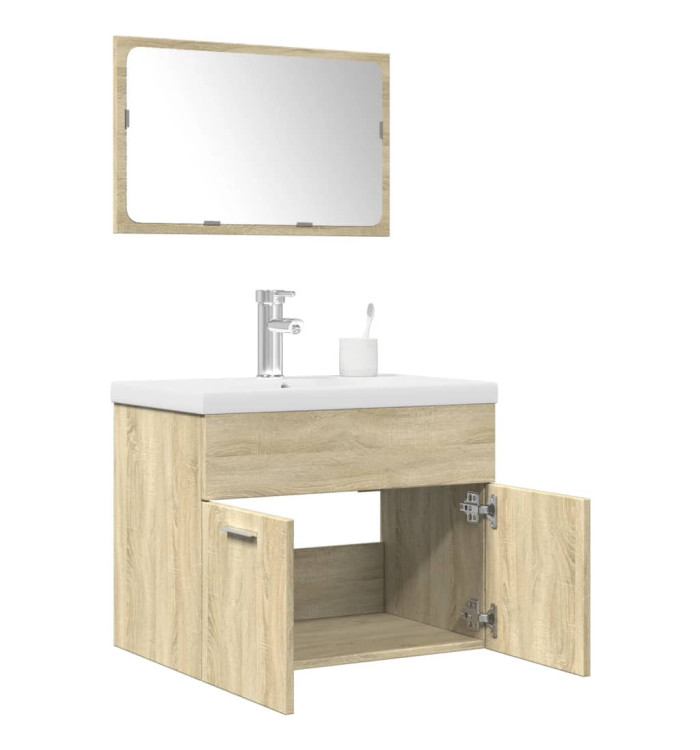 Ensemble de meubles de salle de bain 3 pcs chêne sonoma | Mobilier & Déco