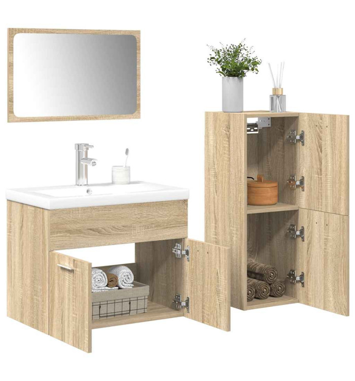 Ensemble de meubles de salle de bain 4 pcs chêne sonoma | Mobilier & Déco