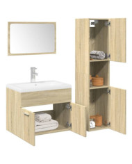 Ensemble de meubles de salle de bain 3 pcs chêne sonoma | Mobilier & Déco