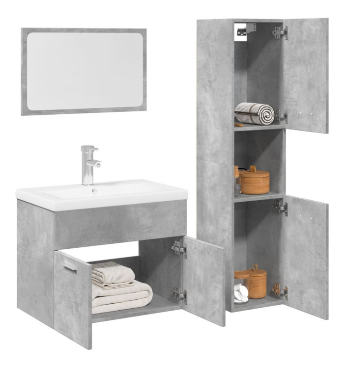Ensemble de meubles de salle de bain 4 pcs gris béton | Mobilier & Déco