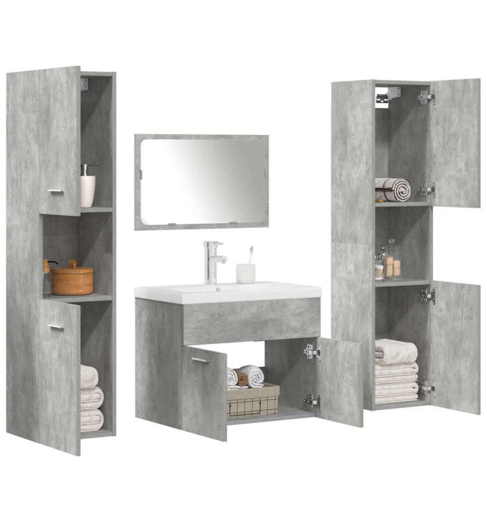 Ensemble de meubles de salle de bain 5 pcs gris béton | Mobilier & Déco