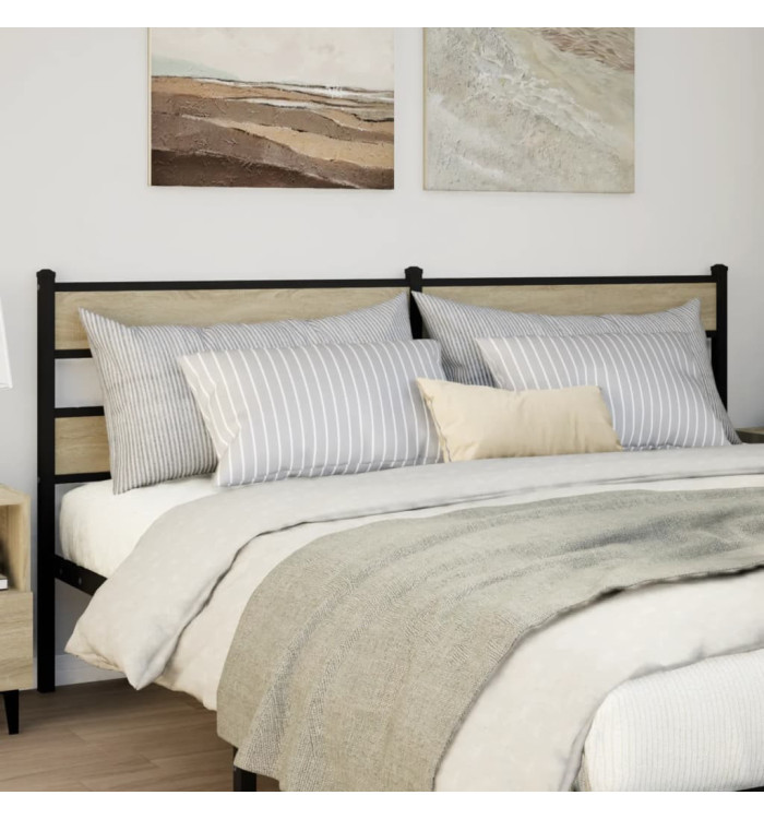 Tête de lit chêne sonoma 180 cm fer et bois d’ingénierie | Mobilier & Déco