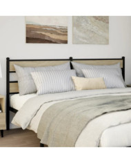 Tête de lit chêne sonoma 180 cm fer et bois d’ingénierie | Mobilier & Déco