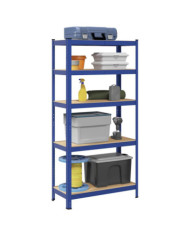 Étagère de rangement à 5 niveaux Bleu Acier et bois ingénierie | Mobilier & Déco