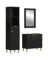Ensemble de meubles salle de bain 3 pcs noir bois d'ingénierie | Mobilier & Déco