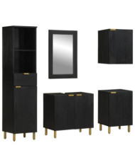 Ensemble de meubles salle de bain 5 pcs noir bois d'ingénierie | Mobilier & Déco