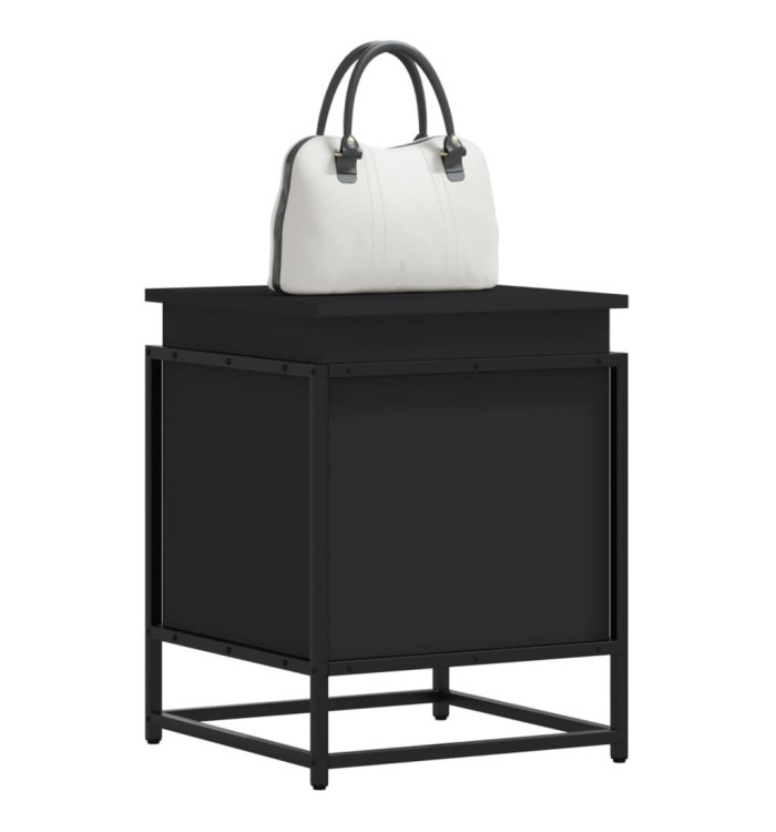 Boîte de rangement avec couvercle noir bois d'ingénierie | Mobilier & Déco