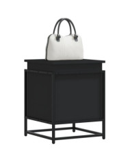 Boîte de rangement avec couvercle noir bois d'ingénierie | Mobilier & Déco