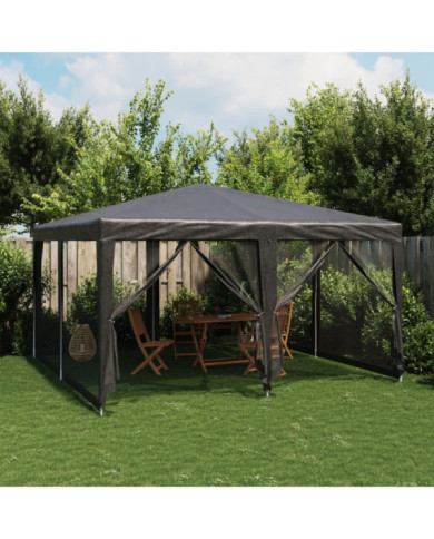 Tente de fête avec 8 parois latérales en maille anthracite 4x4m | Mobilier & Déco