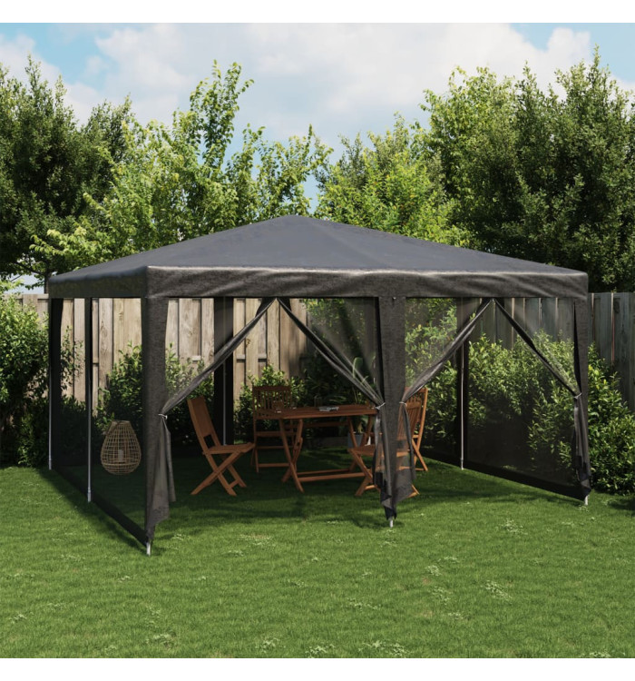 Tente de fête avec 8 parois latérales en maille anthracite 4x4m | Mobilier & Déco