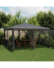 Tente de fête avec 8 parois latérales en maille anthracite 4x4m | Mobilier & Déco