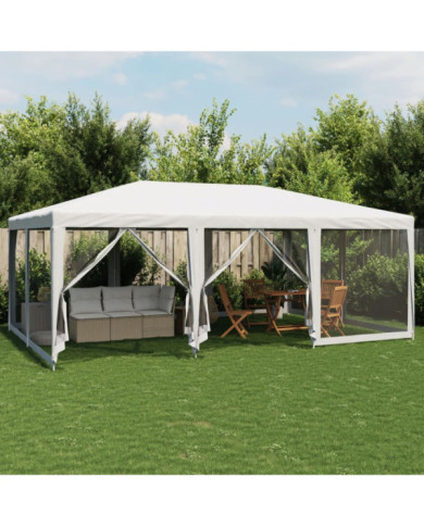Tente de fête avec 10parois latérales en maille blanc 6x4m PEHD | Mobilier & Déco