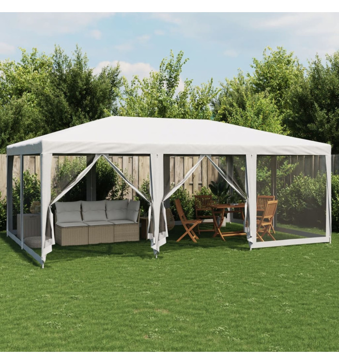 Tente de fête avec 10parois latérales en maille blanc 6x4m PEHD | Mobilier & Déco