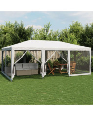 Tente de fête avec 10parois latérales en maille blanc 6x4m PEHD | Mobilier & Déco