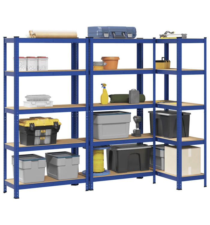 Étagères de rangement à 5 niveaux 3 pcs Bleu | Mobilier & Déco