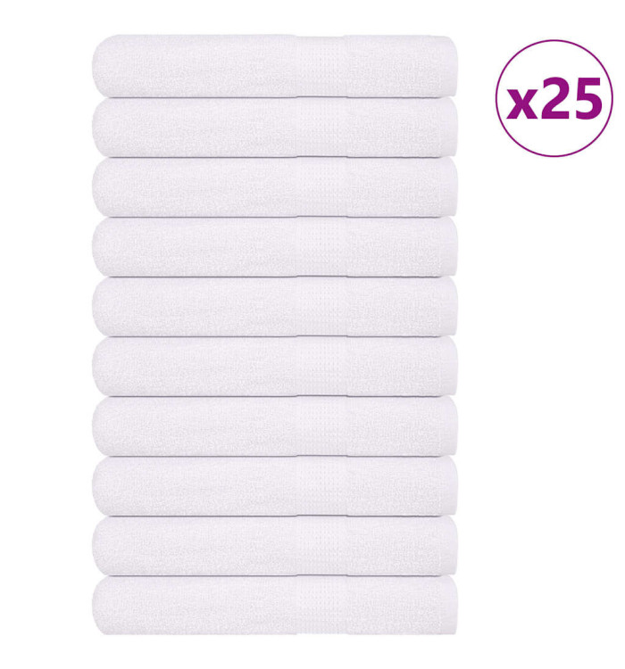Serviettes 25 pcs blanc 100x200 cm 360 g/m² 100% coton | Mobilier & Déco