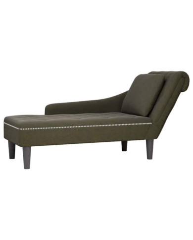 Fauteuil long et coussin/accoudoir droit vert armée similicuir | Mobilier & Déco
