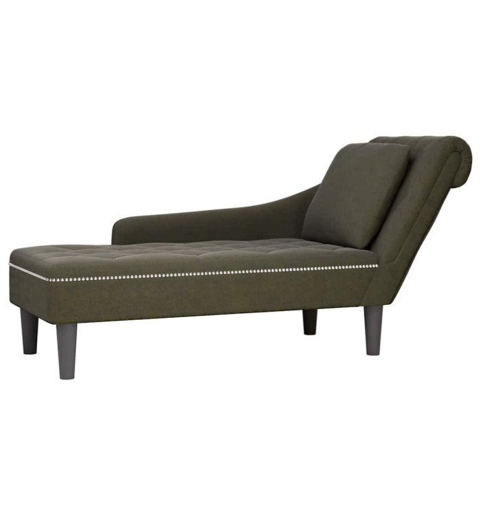 Fauteuil long et coussin/accoudoir droit vert armée similicuir | Mobilier & Déco