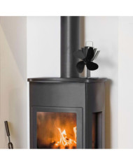 Ventilateur de poêle alimenté par chaleur 4 pales Noir | Mobilier & Déco