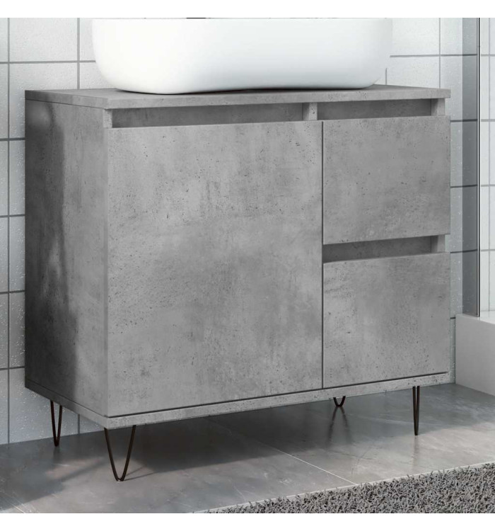 Armoire de lavabo de salle de bain gris béton 65x33x60 cm | Mobilier & Déco