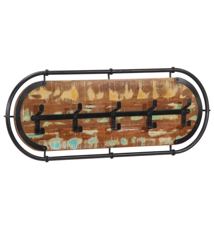 Porte-manteau mural avec 5 crochets bois massif récupéré | Mobilier & Déco