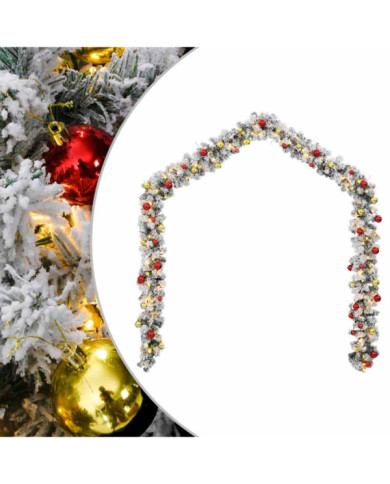 Guirlande de Noël avec boules et lumières LED vert 5 m PVC | Mobilier & Déco