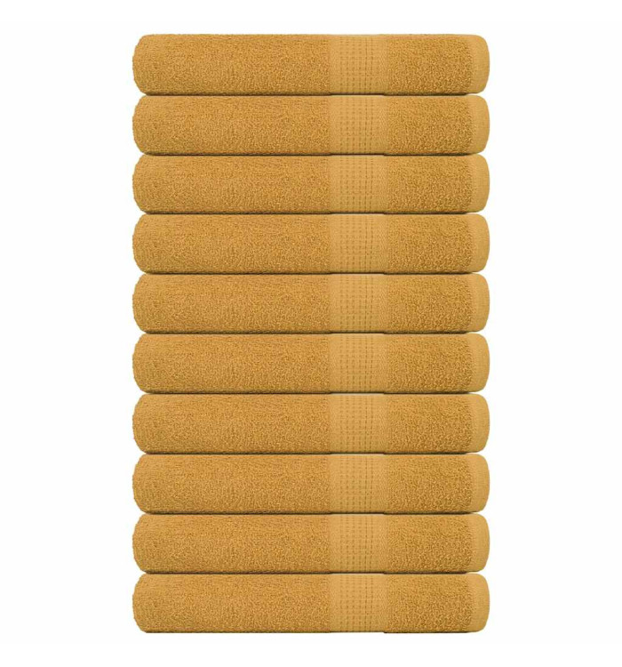 Serviettes 10 pcs doré 100x200 cm 360 g/m² 100% coton | Mobilier & Déco
