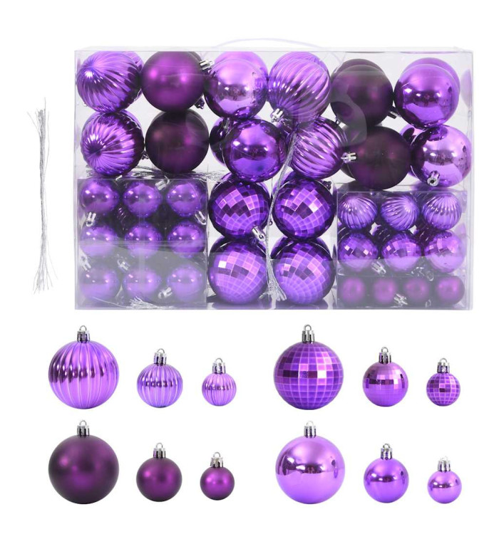 Boules de Noël 100 pcs lila Ø3/4/6 cm | Mobilier & Déco