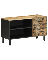 Meuble TV noir 80x33,5x46 cm bois massif manguier brut | Mobilier & Déco