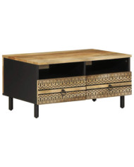 Table basse noir 80x54x40 cm bois massif de manguier brut | Mobilier & Déco