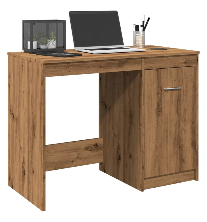Bureau chêne artisanal 100x50x76 cm bois d'ingénierie | Mobilier & Déco