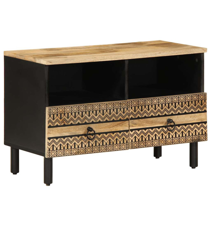 Meuble TV noir 70x33,5x46 cm bois massif manguier brut | Mobilier & Déco