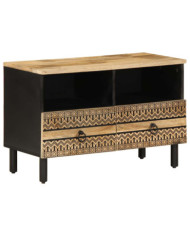 Meuble TV noir 70x33,5x46 cm bois massif manguier brut | Mobilier & Déco
