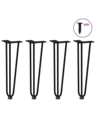 Pieds de table en forme d'épingle à cheveux 4 pcs noir 42 cm | Mobilier & Déco