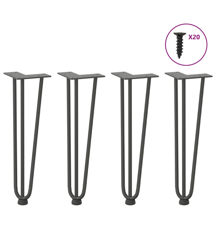 Pieds de table en forme d'épingle à cheveux 4 pcs anthracite | Mobilier & Déco