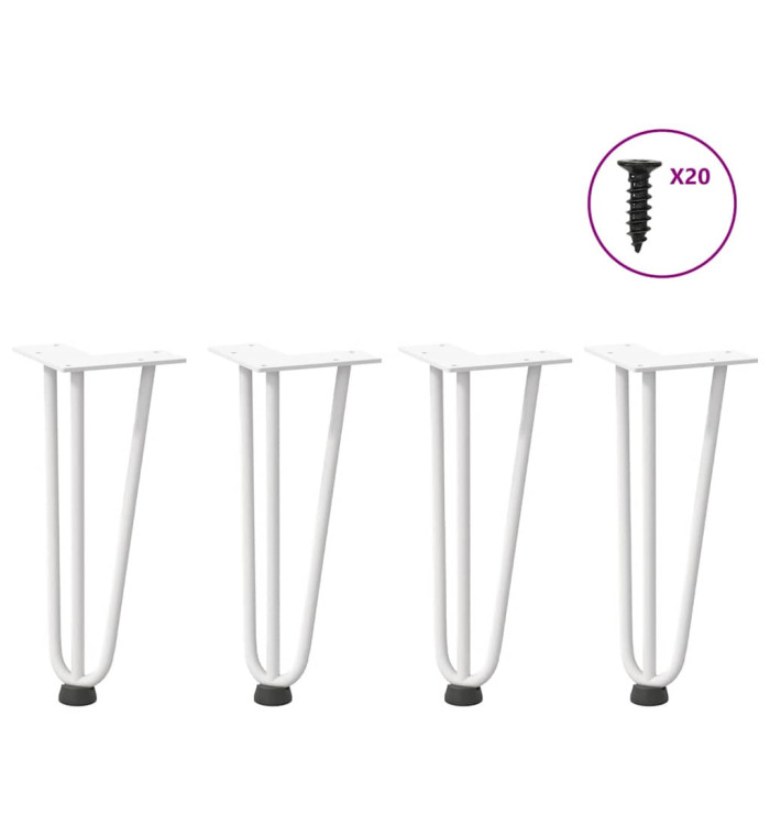 Pieds de table en forme d'épingle à cheveux 4 pcs blanc 30 cm | Mobilier & Déco