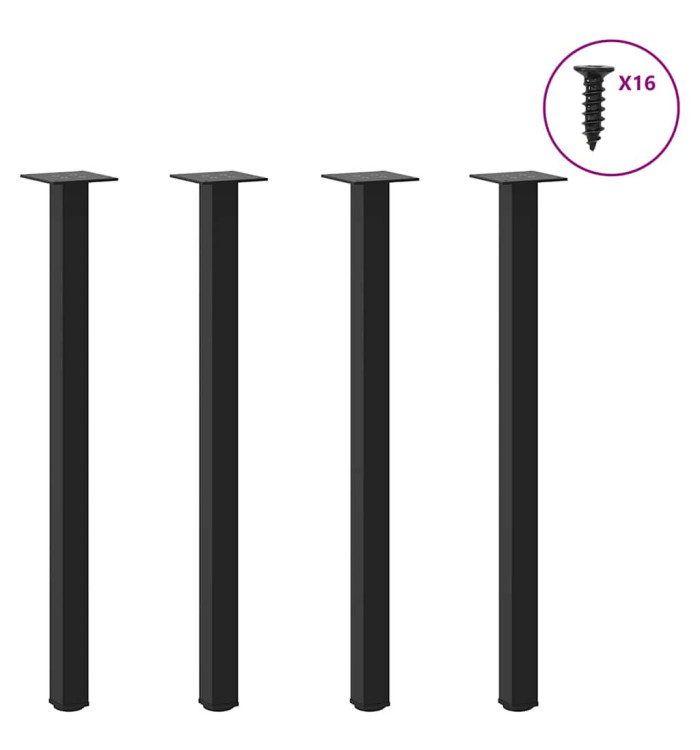 Pieds de table basse 4 pcs noir 72-74 cm acier | Mobilier & Déco