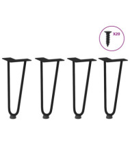 Pieds de table en forme d'épingle à cheveux 4 pcs noir 30 cm | Mobilier & Déco