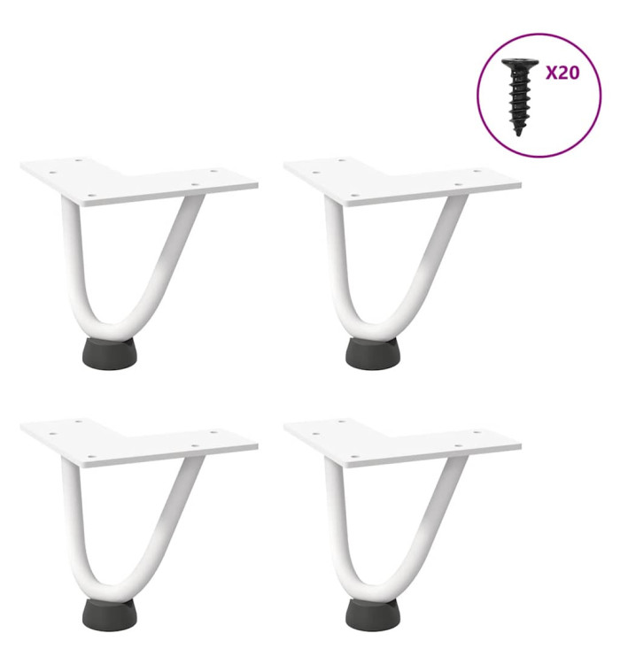 Pieds de table en forme d'épingle à cheveux 4 pcs blanc 10 cm | Mobilier & Déco