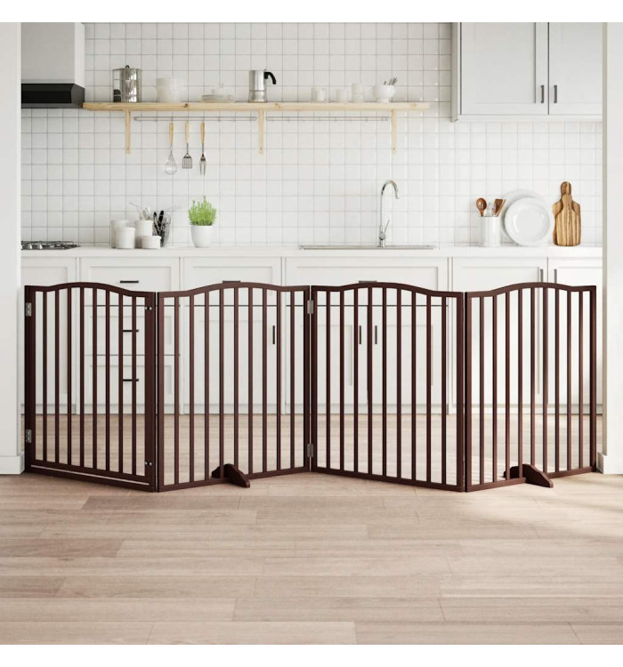 Barrière pour chiens avec porte 4 panneaux bois de peuplier | Mobilier & Déco